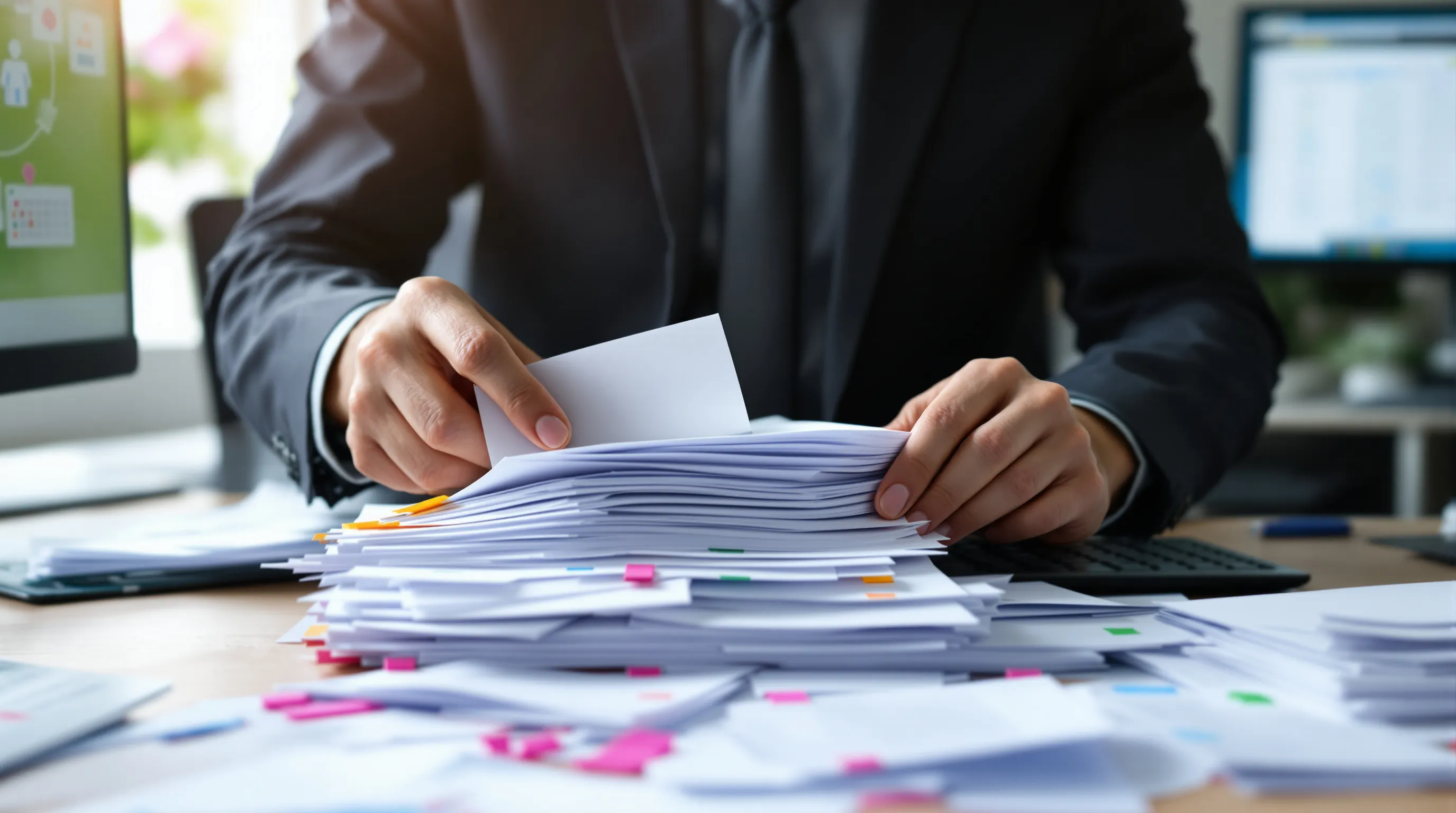 Attorney hand-checking a random sample of set-aside documents to measure what an AI reviewer missed